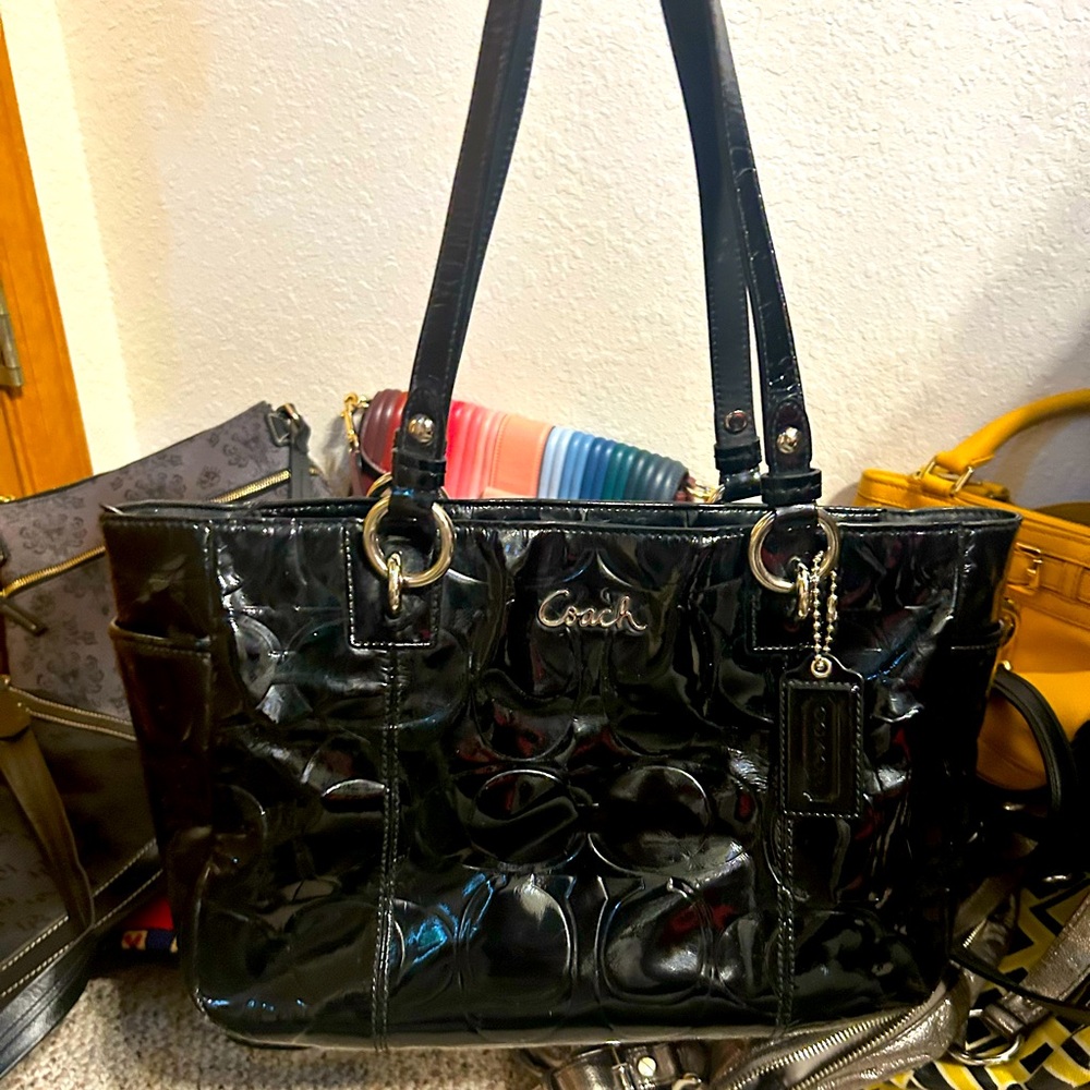 Coach Patent Leather glossy black purse